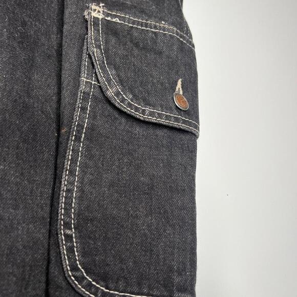 Vintage Gino Venucci Denim Work Vest Black L-XL Utility Western XXX Heavy Stitch - Picture 6 of 14